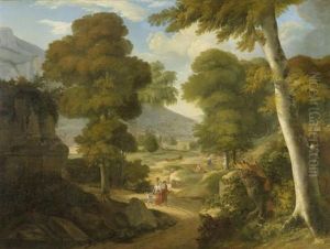 Mediterrane Landschaft Mit Figuren by Jean Victor Bertin