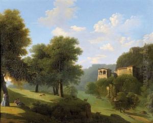 Bpersonnages Dans Un Paysage Classique by Jean Victor Bertin