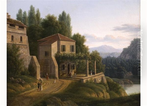 Villengebaude Auf Einem Hugel In Sudlicher Berglandschaft - view 1