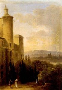 Sudliche Kastell Mit Figurenstaffage