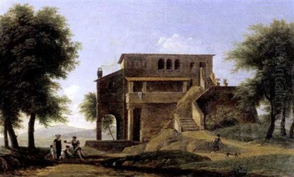 Personnages Pres D'une Villa Italienne - view 1