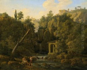 Le Cascatelle Di Tivoli Con Vista Sul Tempio Di Vesta by Jean Victor Bertin
