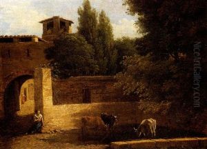 Berger A L'entree D'une Ferme by Jean Victor Bertin