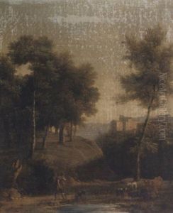 Le Bouquet D'arbres (paysage Avec Berger Et Troupeau A L'abreuvoir) by Jean Victor Bertin