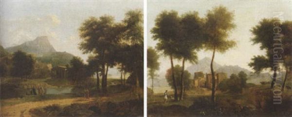 A Wooded Landscape With A Shepherd Before A Hamlet - view 1