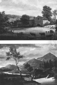 Paysage Montagneux Avec Moulin A Eau