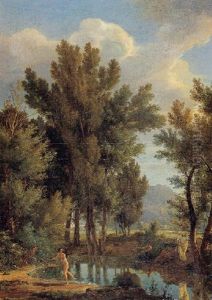 A Nymph Fleeing From A Satyr by Jean Victor Bertin