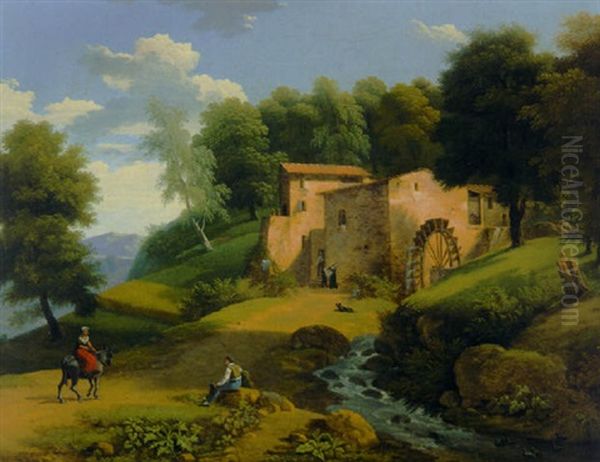 An Overshot Mill In A Wooded Landscape - view 1