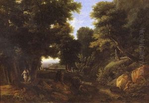 Un Interieur De Foret, On Y Voit Diane Et Ses Nymphes by Jean Victor Bertin