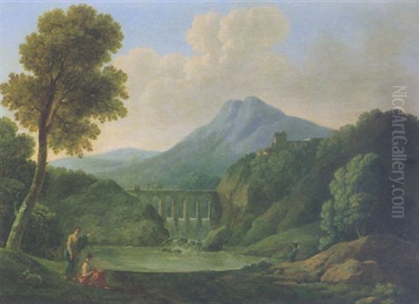 Classical Landscape With A Bridge And A Waterfall - view 1