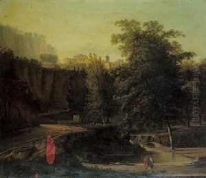 Romantic Landscape With A River by Jean Victor Bertin