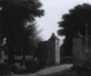 Figures By The Gate Of An Estate by Jean Victor Bertin