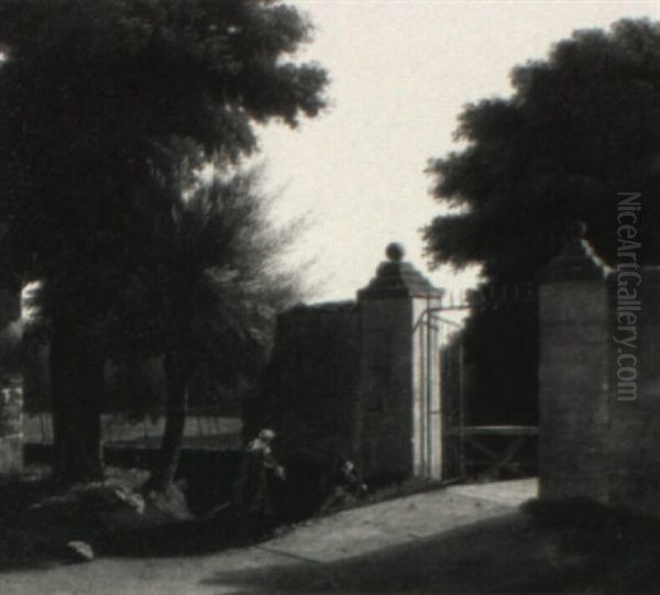Figures By The Gate Of An Estate - view 1