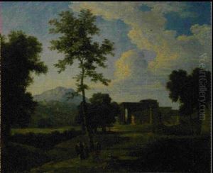 Passants Effrayes Par Un Chien Dans Un Paysage Antique