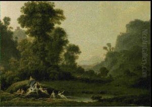 Diane Et Ses Nymphes Dans Un Paysage by Jean Victor Bertin