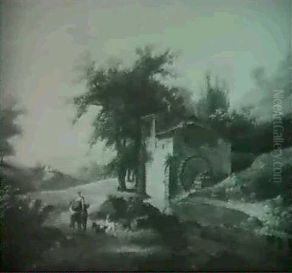 Paysage Italien Avec Un Moulin - view 1