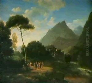 Personnages A L'antique Dans Un Paysage Des Monts Sabins