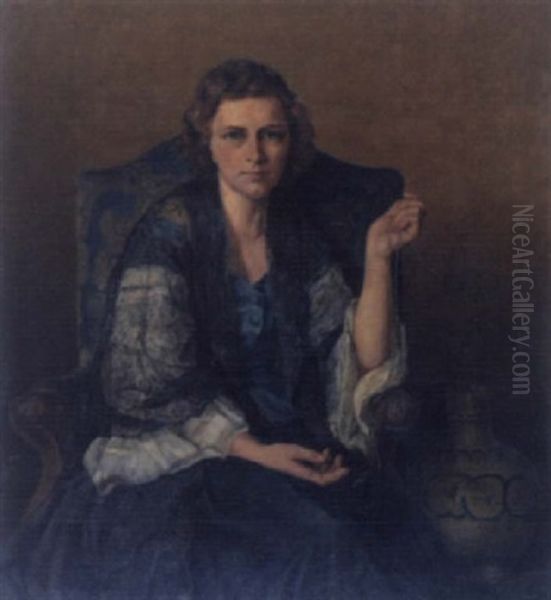 Portrait Einer Jungen Frau Mit Schwarzem Spitzentuch - view 1