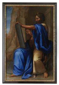 Moses Auf Dem Berg Sinai Die Zehn Gebote Haltend