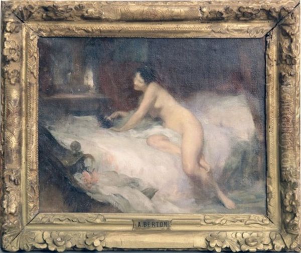 Jeune Femme Nue Allongee Sur Son Lit - view 1
