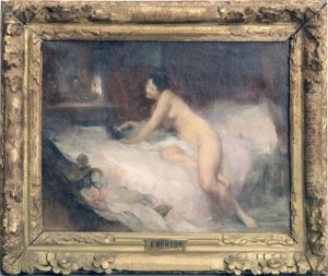 Jeune Femme Nue Allongee Sur Son Lit by Armand Berton