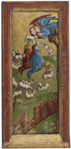 Verkundigung Christi Geburt Durch Die Engel An Die Hirten Mit Lateinischem Spruchband: Gloria In Excelsis Deo Et M (hominbus) Verkundigung Christi Geburt Durch Die Engel An Die Hirten Mit Lateinischem Spruchband: Gloria In Excelsis Deo Et M (hominbus)