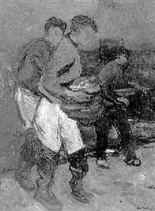 Les Pecheurs Sur La Greve by Abel Bertram