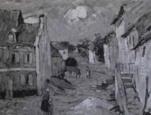 Rue De Village Animee by Abel Bertram