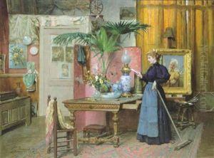 Dans L'atelier Du Peintre by Eugene Bertrand