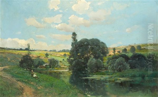 A River Landscape With Two Figures - view 1
