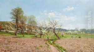 Promenade Under The Apple Blossoms by Paulin Andre Bertrand