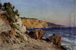 A Rocky Coastal Landscape by Paulin Andre Bertrand