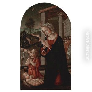 The Virgin And John The Baptist Adoring The Christ Child by Giovanni Battista Bertucci
