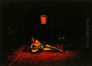 A Harem Scene With A Guitar Player by Mariano Bertuchi