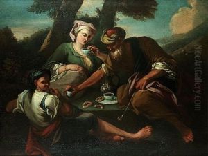 A Turk And His Family Taking Coffee In A Landscape A Turk And His Family Taking Coffee In A Landscape