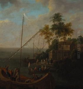 Ansicht Eines Befestigten Hafens Mit Reicher Figurenstaffage by Balthasar Beschey