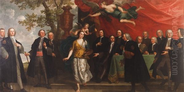 The Allegory Of Painting Among The Men Of The Royal Academy Of Arts Of Antwerp And Of The Guild Of Saint Luke by Balthasar Beschey