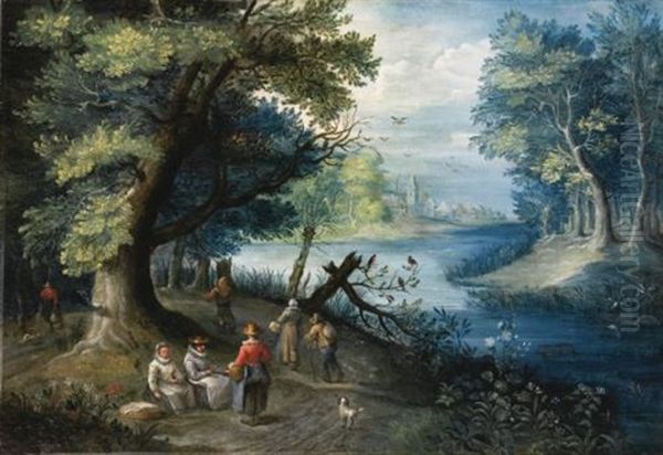 A River Landscape With Figures - view 1