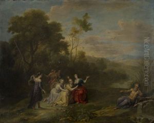Paesaggio Fluviale Con Scena Mitologica (euridice Morsa Dal Serpente?)(river Landscape With Mythological Scene (eurydice Bitten By A Snake?)) by Balthasar Beschey