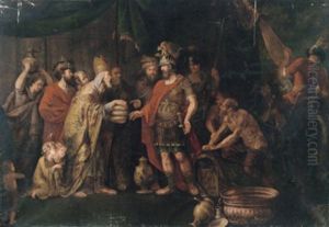 Melchisedech Uberreicht Dem Aus Der Schlacht Heimkehrenden Abraham Brot Und Wein (+ 3 Others; 4 Works From The Story Of Abraham) by Balthasar Beschey