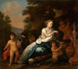 Mythologische Darstellung Mit Nymphe Und Pan by Balthasar Beschey
