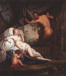 Faun Belauscht Eine Schafende Nymphe (+ Zeus Erscheint In Blitz Und Donner Der Semele; Pair) by Balthasar Beschey