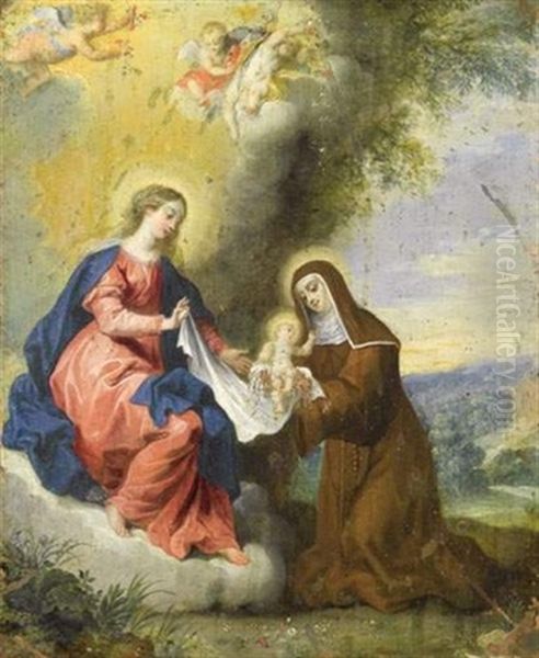 Sainte Devant La Vierge Et L'enfant - view 1