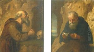 Ermite En Priere (+ Ermite Lisant; Pair) by Balthasar Beschey
