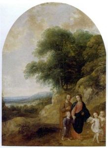 An Extensive Landscape With The Return From Egypt by Balthasar Beschey