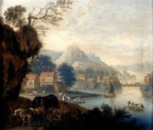 Scene Animee Dans Un Paysage De Montagne Et De Riviere