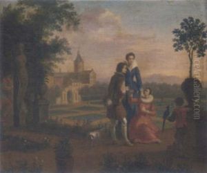 Elegant Figures Conversing On A Terrace Elegant Figures Conversing On A Terrace