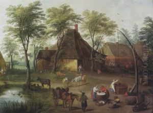 Paysans Devant La Ferme by Balthasar Beschey
