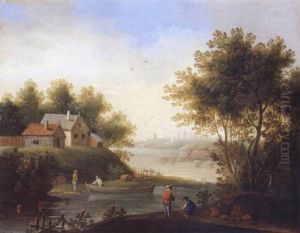 Fluslandschaft Mit Figuren