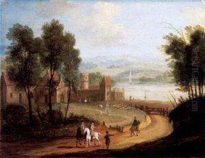 Seelandschaft Mit Reitern Auf Einem Weg by Balthasar Beschey